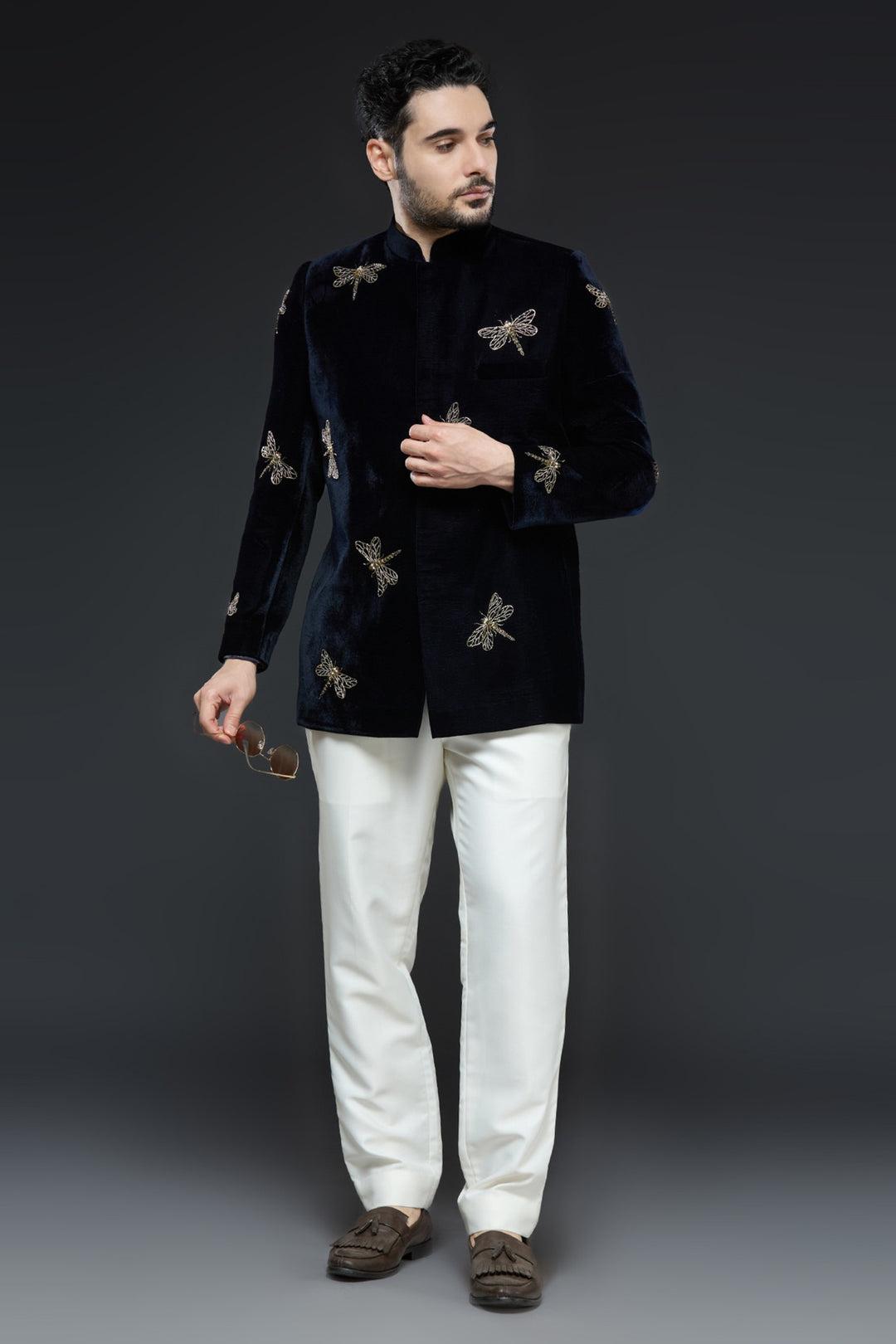 Black Velvet Jodhpur Jacket Set