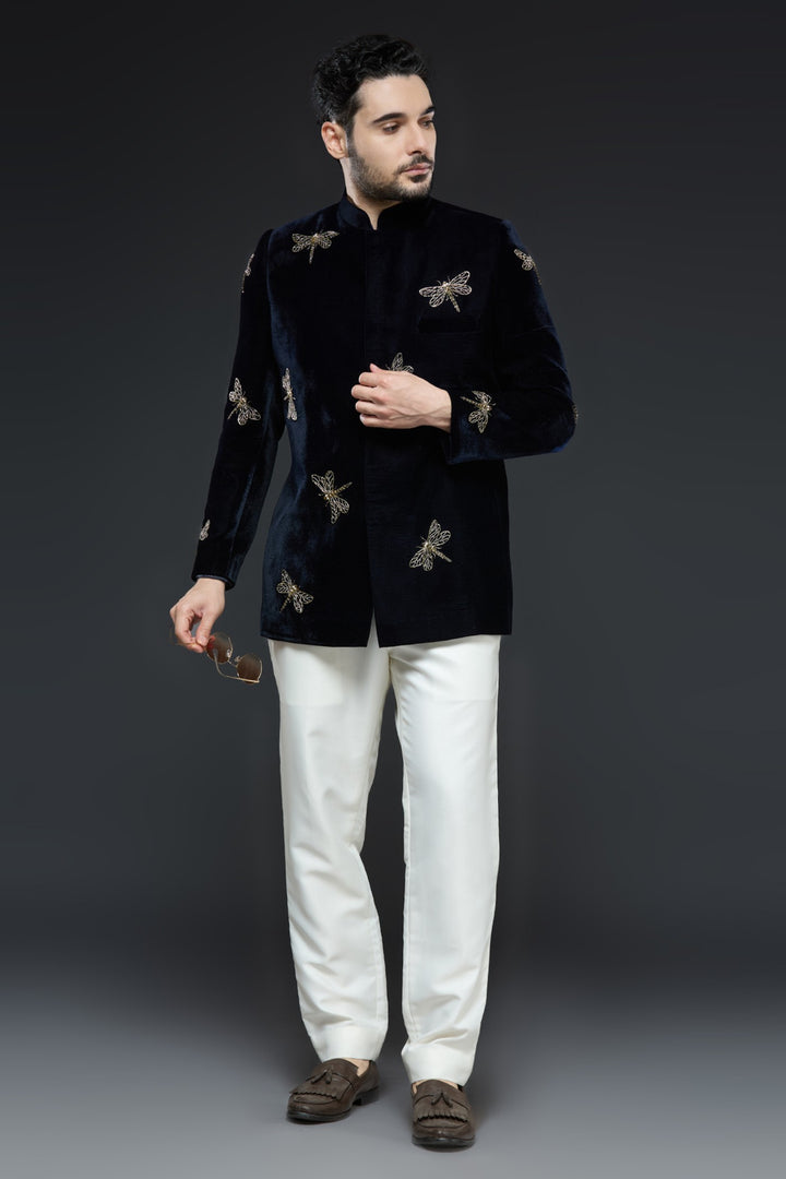 Black Velvet Jodhpur Jacket Set