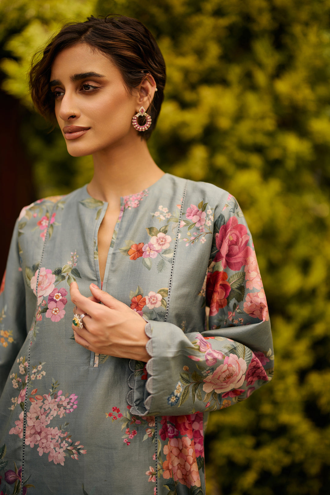 Powder Blue Floral Print