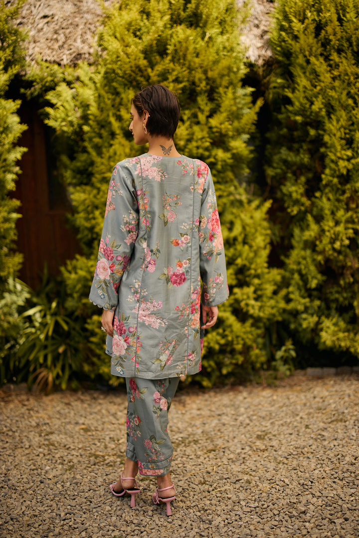 Powder Blue Floral Print