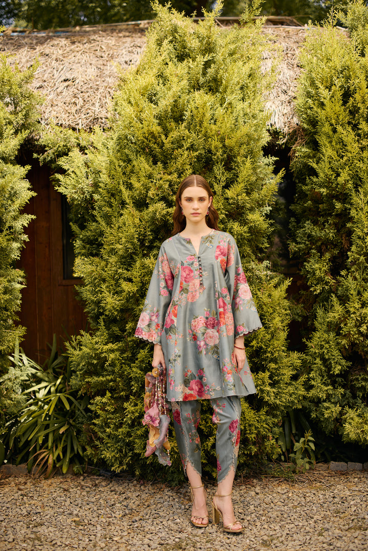 Powder Blue Floral Print