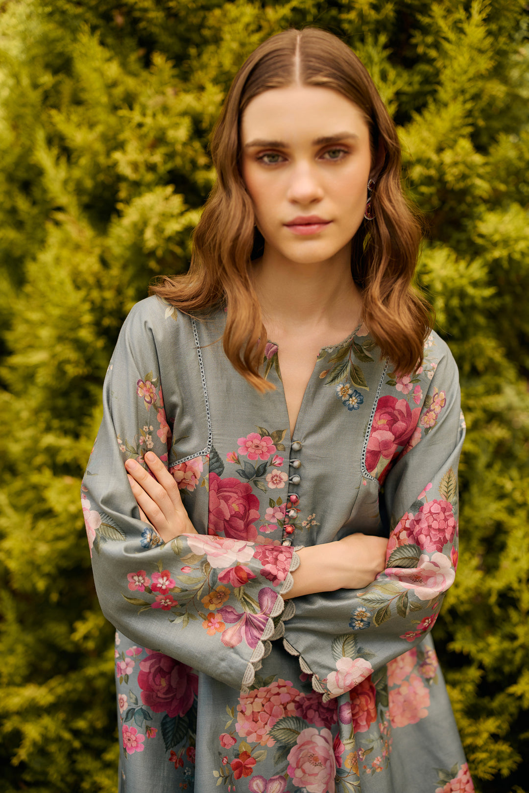 Powder Blue Floral Print