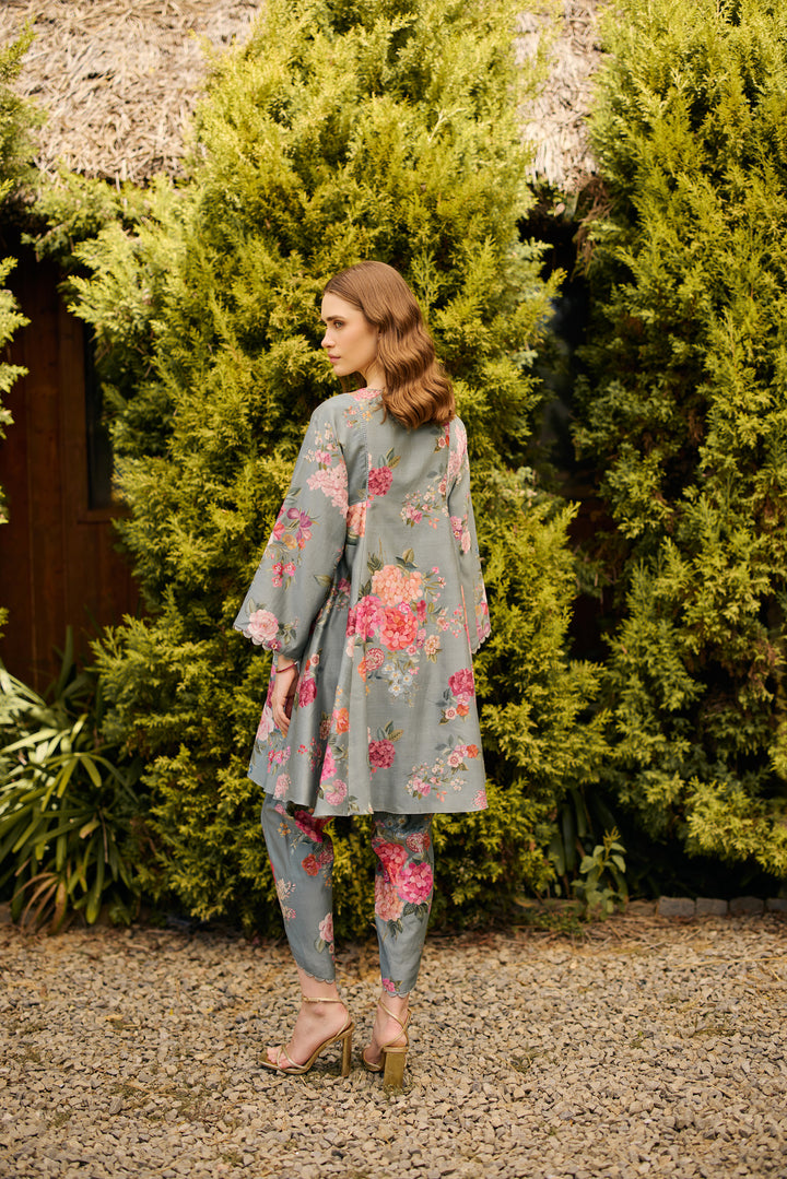 Powder Blue Floral Print