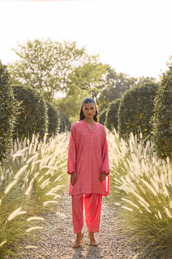 Fuschia Geometric Print