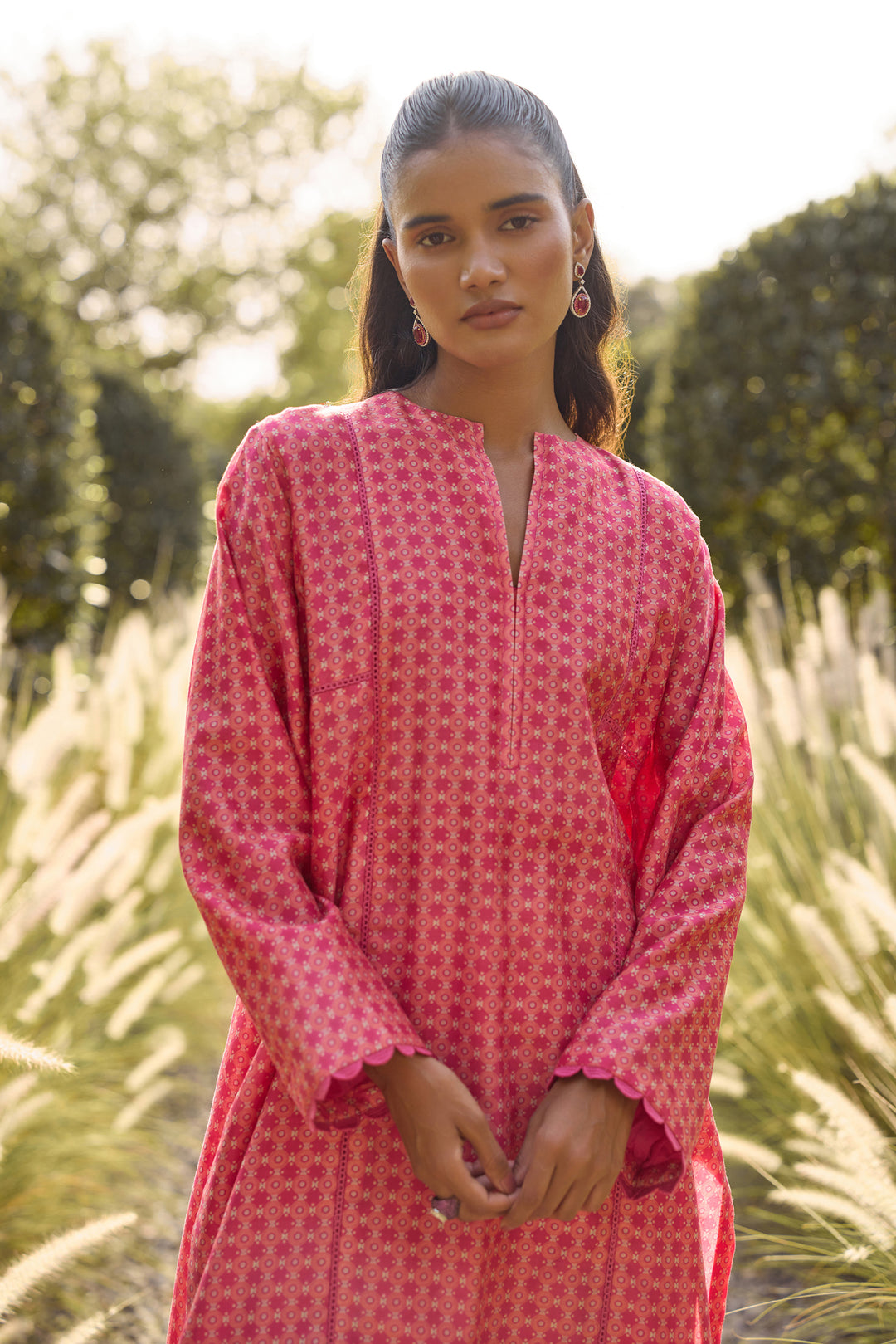 Fuschia Geometric Print