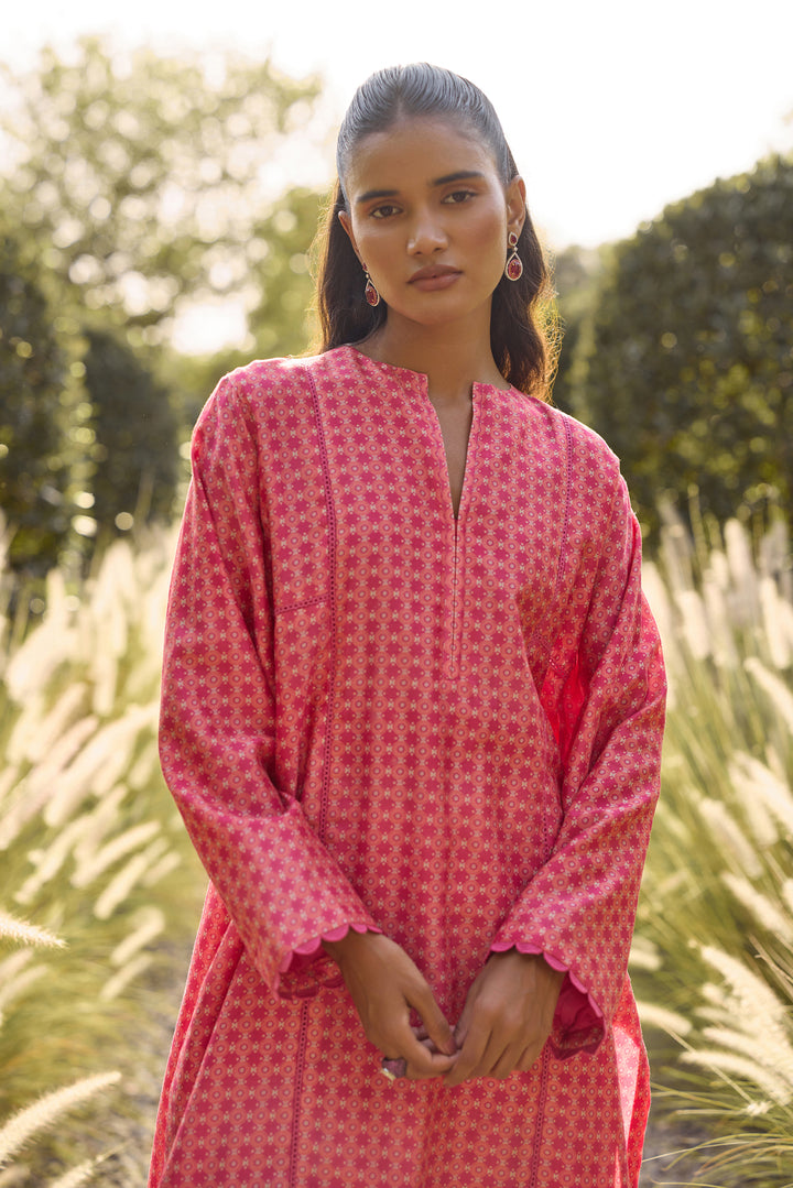 Fuschia Geometric Print