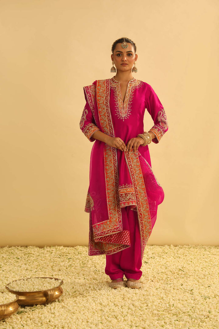 Rayana - Hotpink A-Line Kurta With Salwar & Dupatta