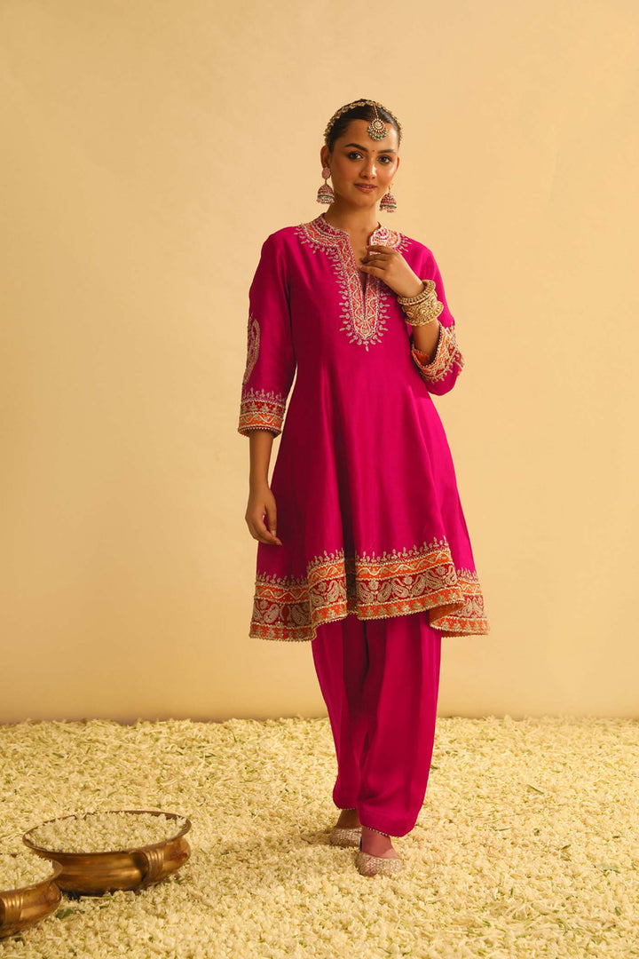 Rayana - Hotpink A-Line Kurta With Salwar & Dupatta