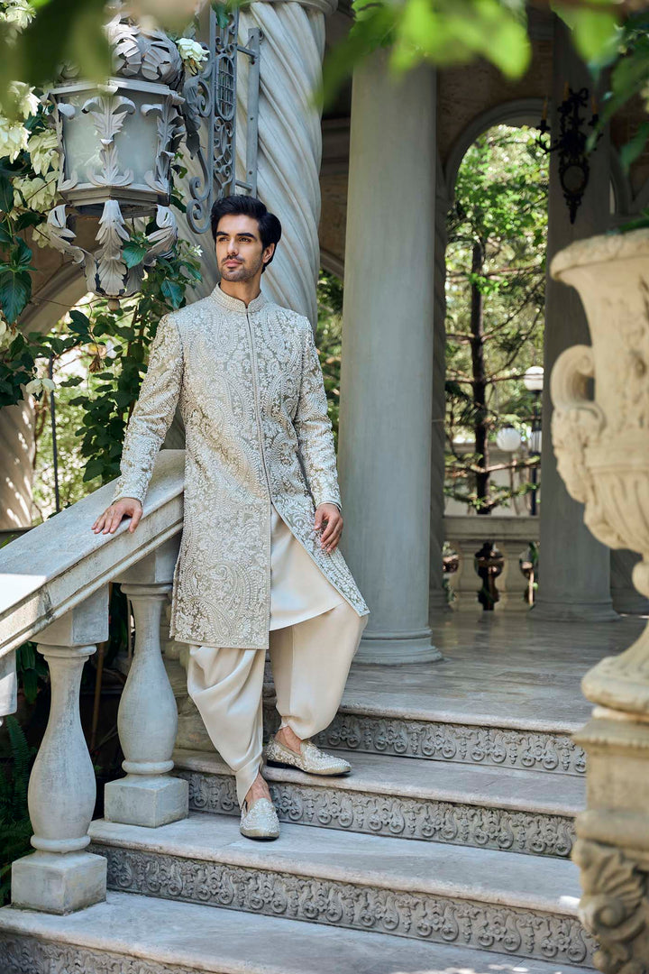 Champagne Paisley Sherwani Set