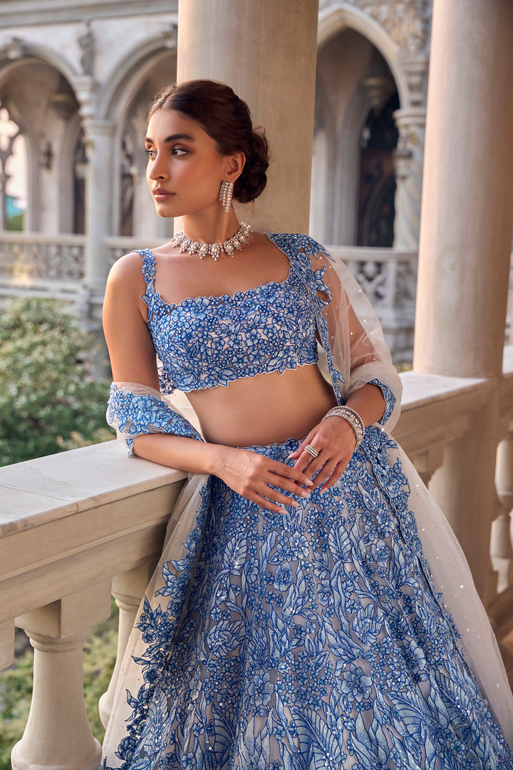 Blue Cut Work Lehenga Set