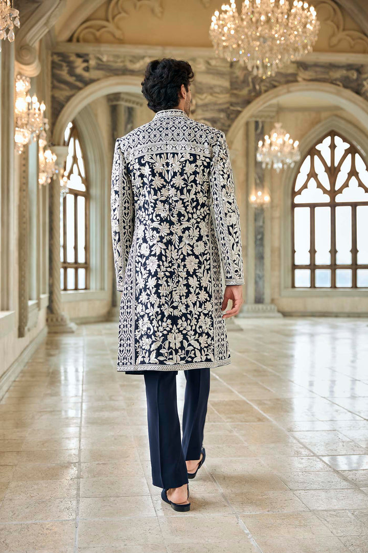 Navy & Silver Sherwani Set