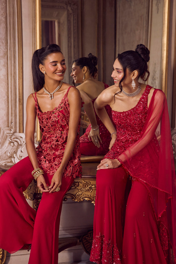 Magenta Cut Work Kurta And Pants