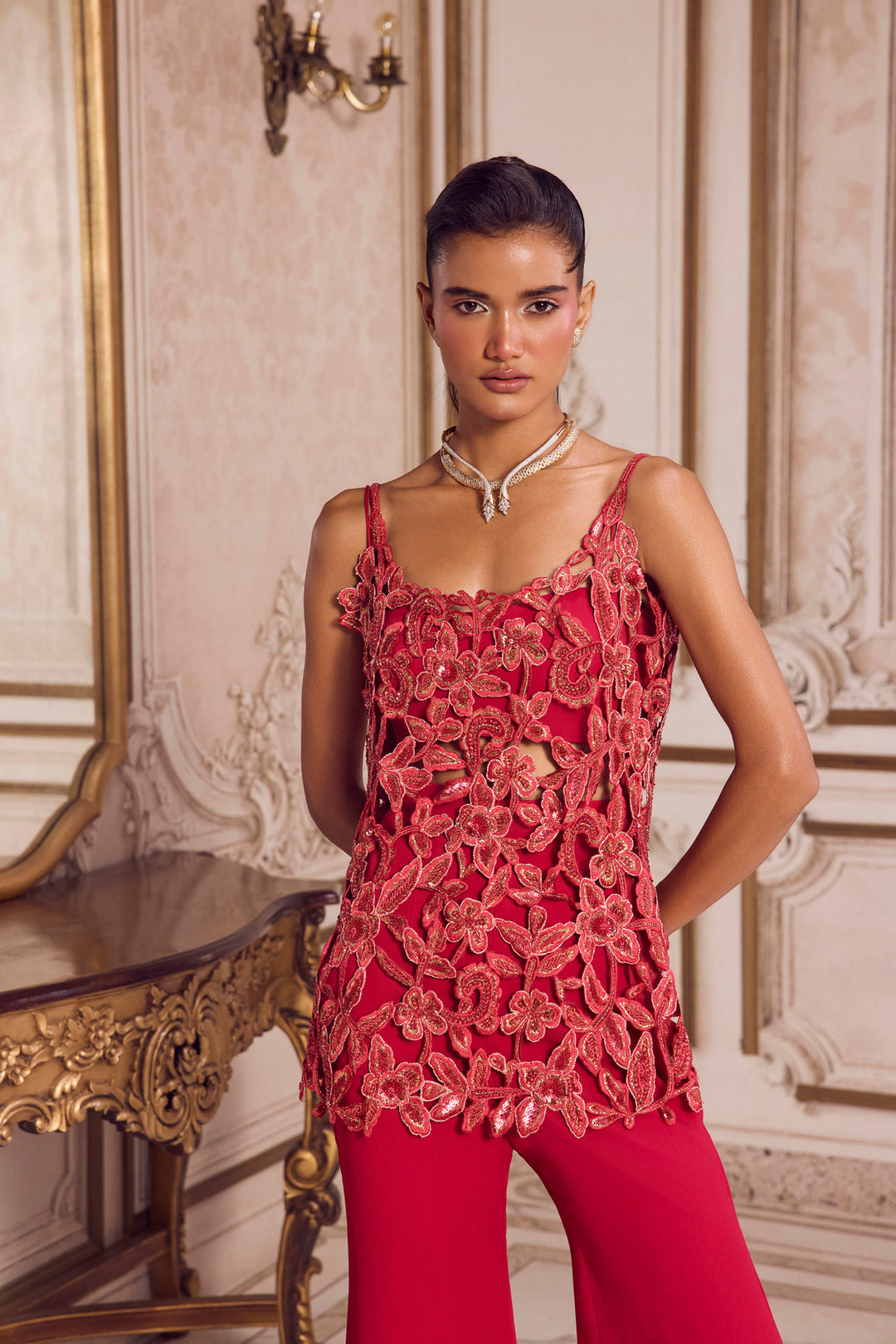 Magenta Cut Work Kurta And Pants