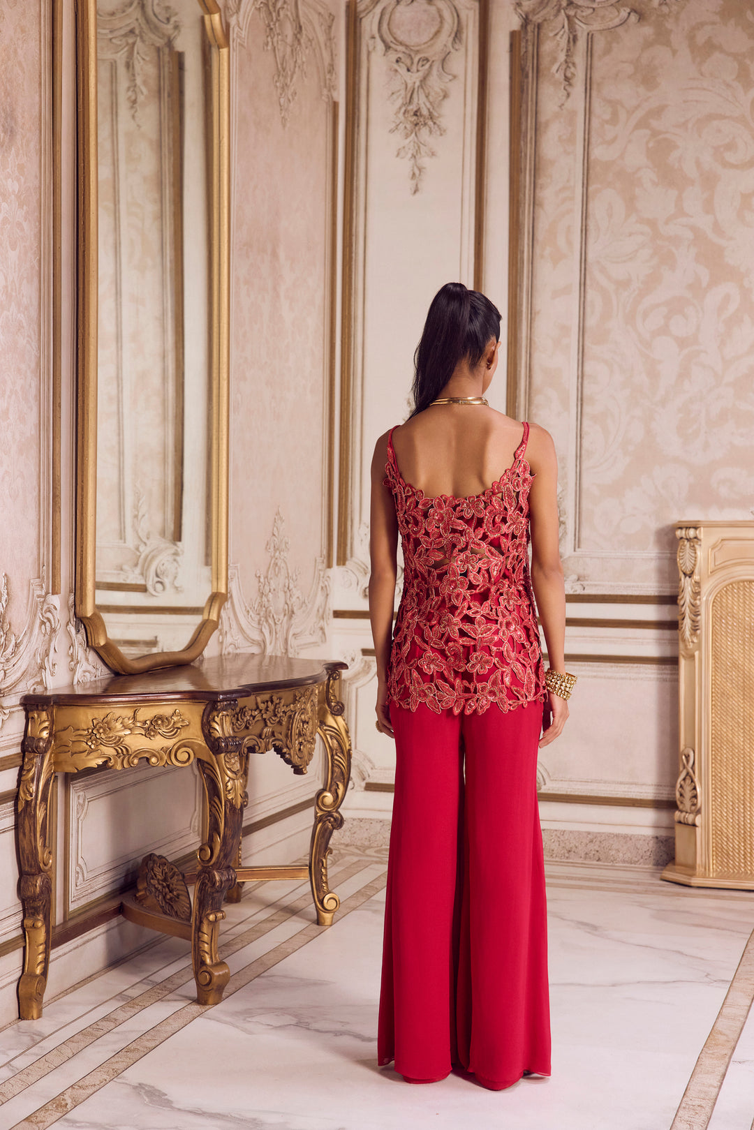 Magenta Cut Work Kurta And Pants