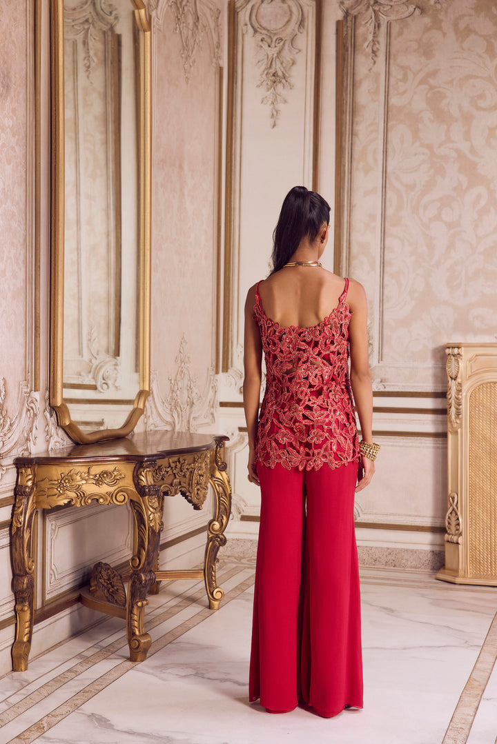 Magenta Cut Work Kurta And Pants