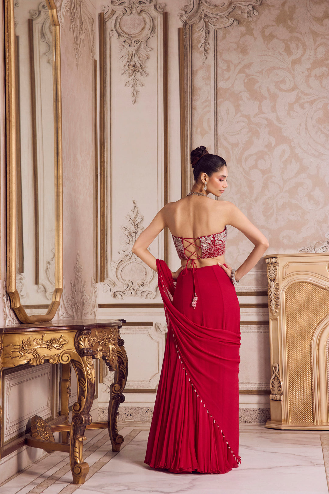 Magenta Chiffon Saree With Corset