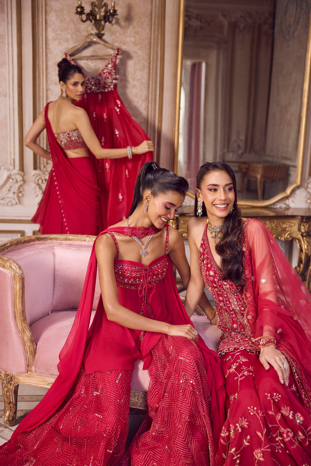 Magenta Flowy Peplum With Sharara