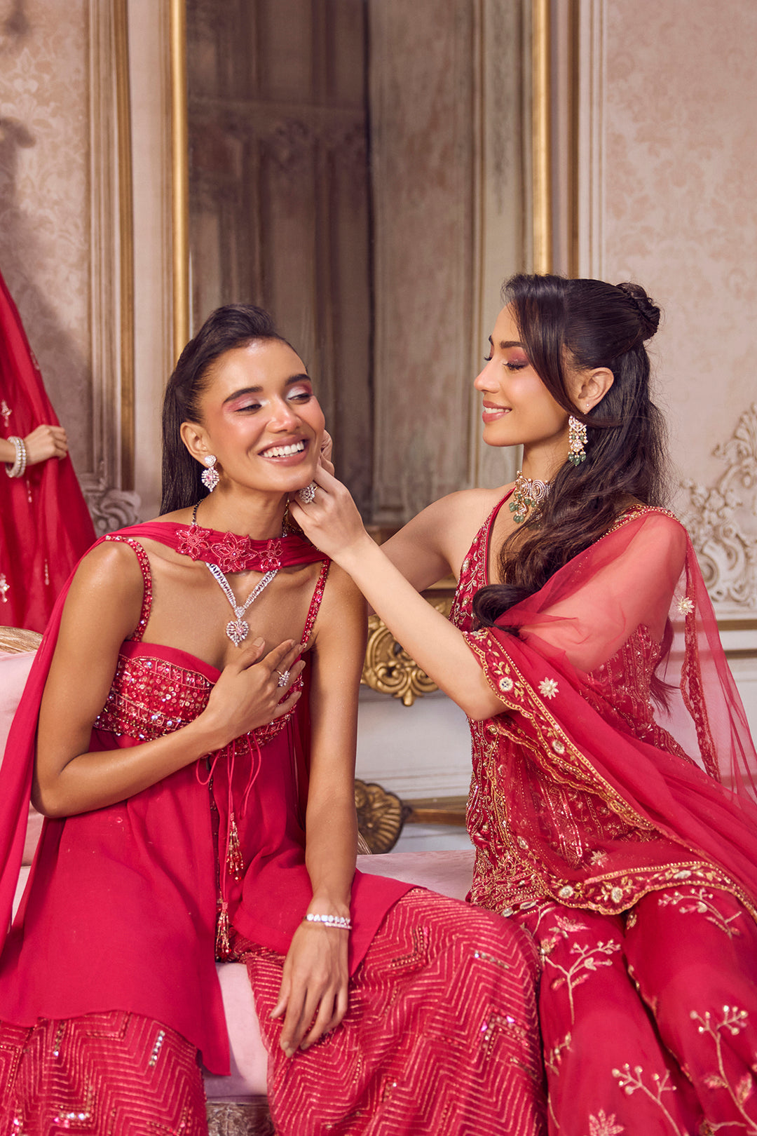 Magenta Flowy Peplum With Sharara