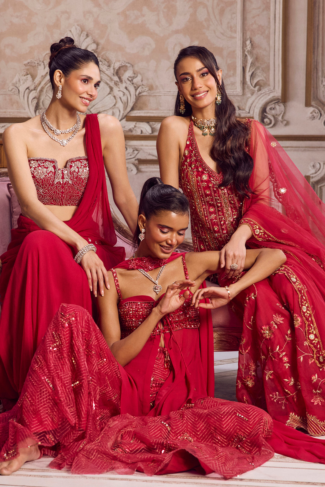 Magenta Flowy Peplum With Sharara