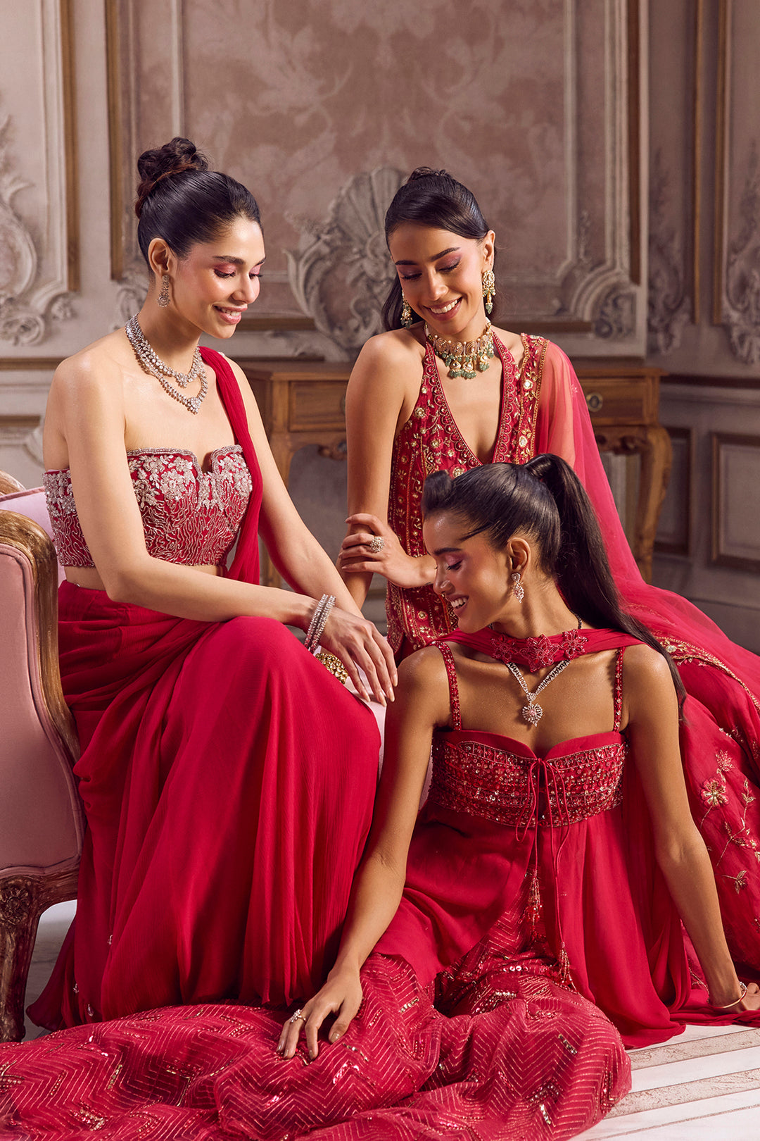 Magenta Flowy Peplum With Sharara