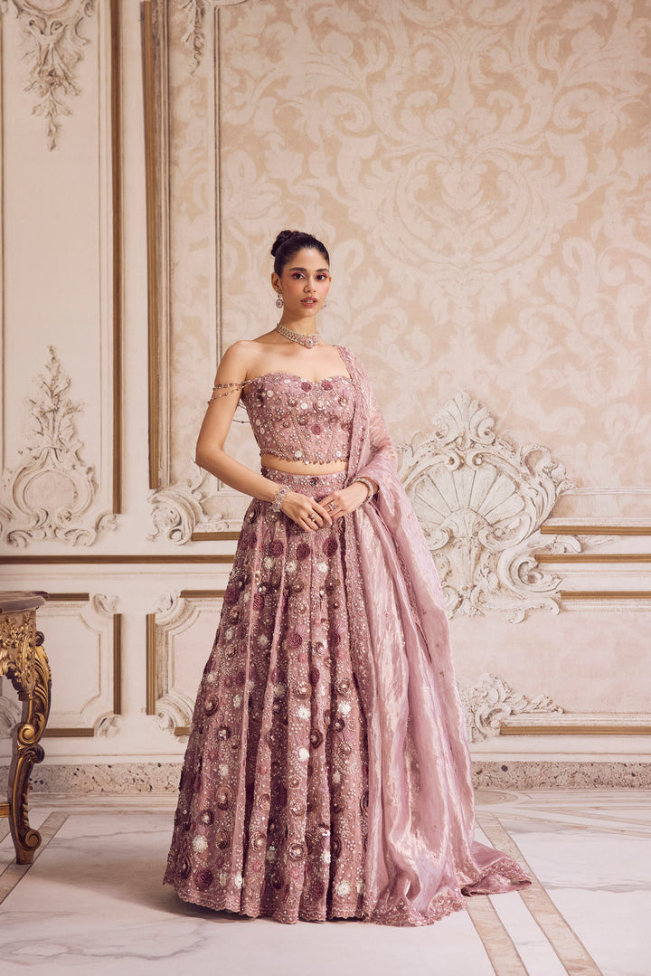 Champagne Rose Lehenga With Corset