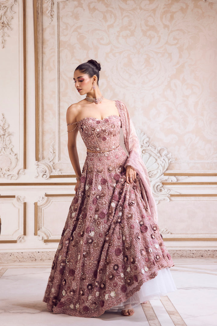 Champagne Rose Lehenga With Corset
