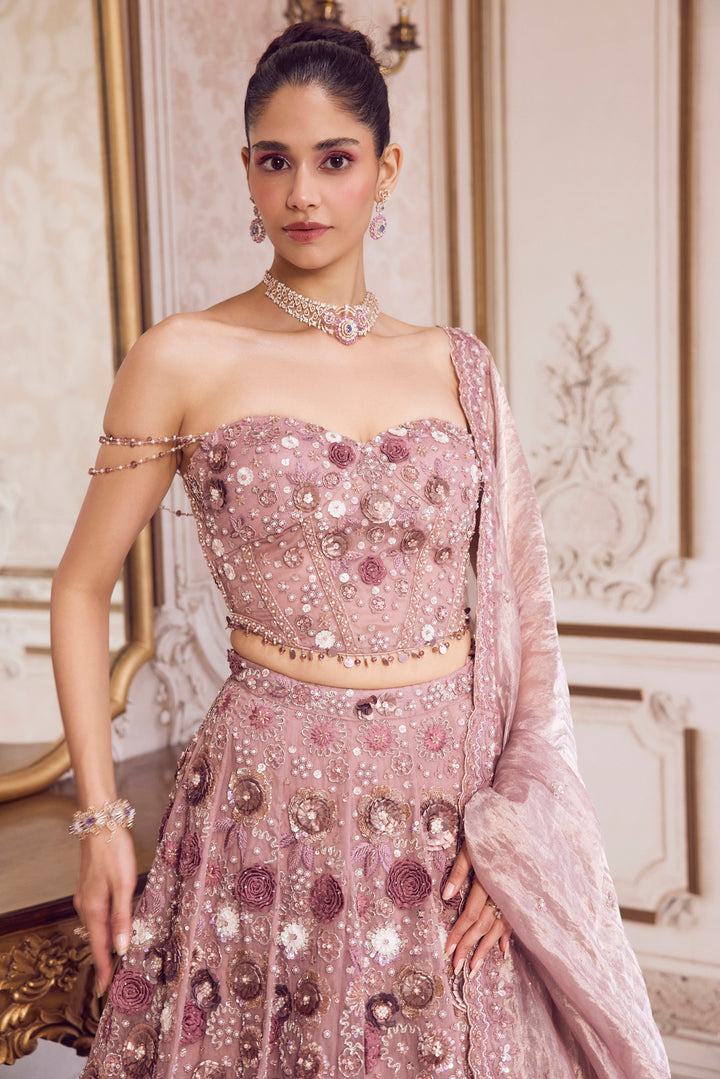 Champagne Rose Lehenga With Corset