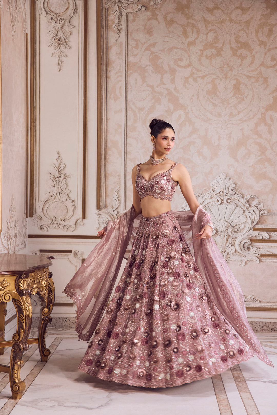 Champagne Rose Lehenga With Blouse
