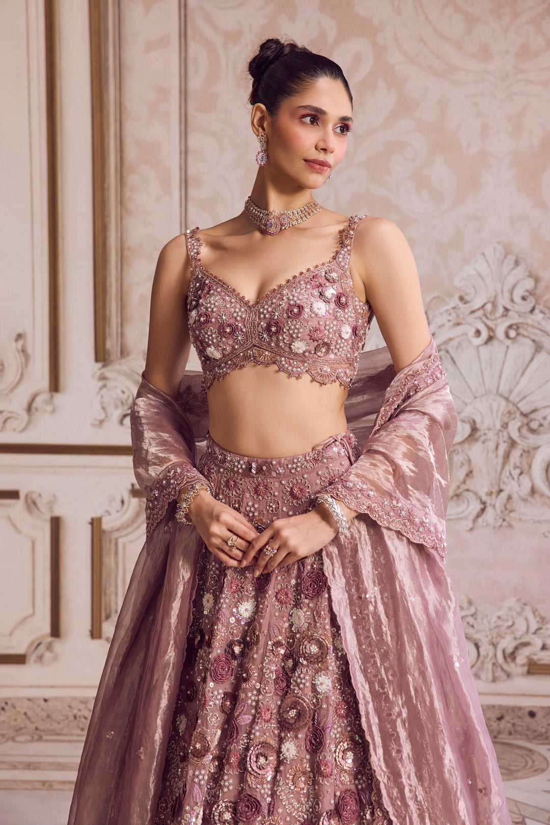 Champagne Rose Lehenga With Blouse