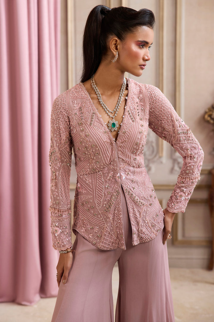 Champagne Rose Peplum With Pants