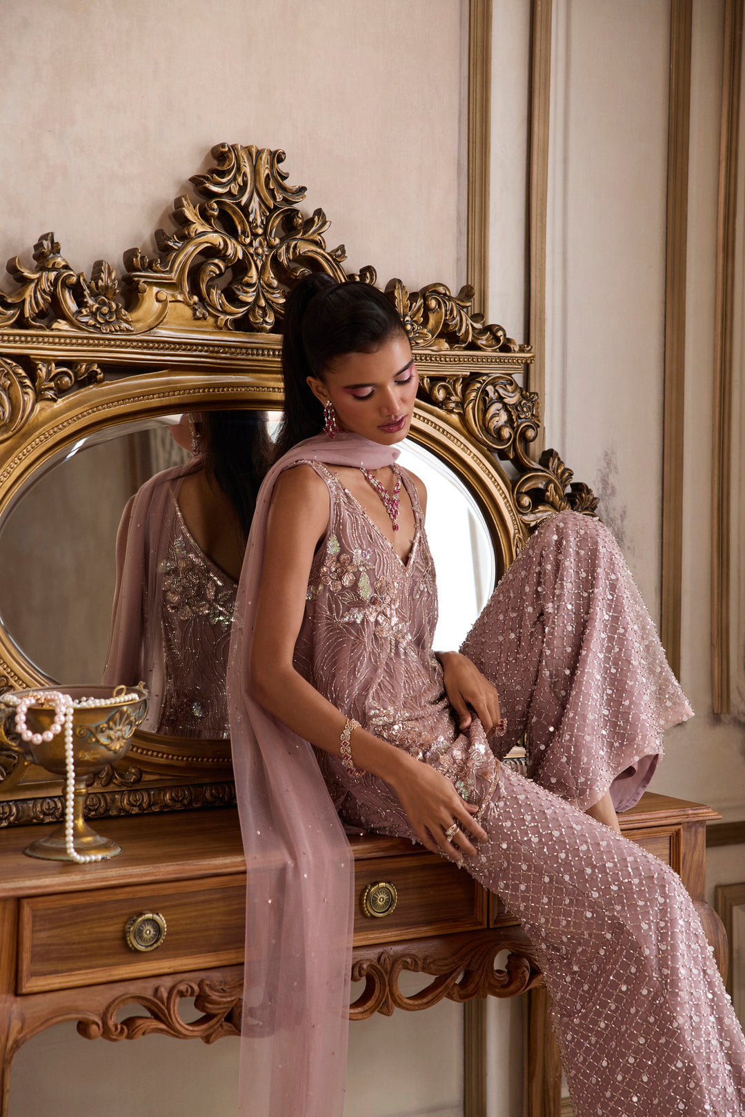 Champagne Rose Kurta And Pants Set