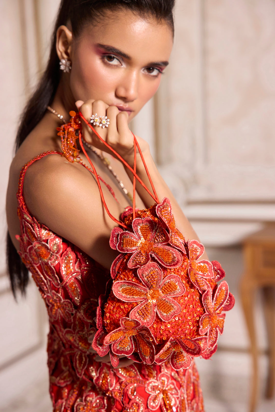 Rust Cut-Work Kurta And Sharara