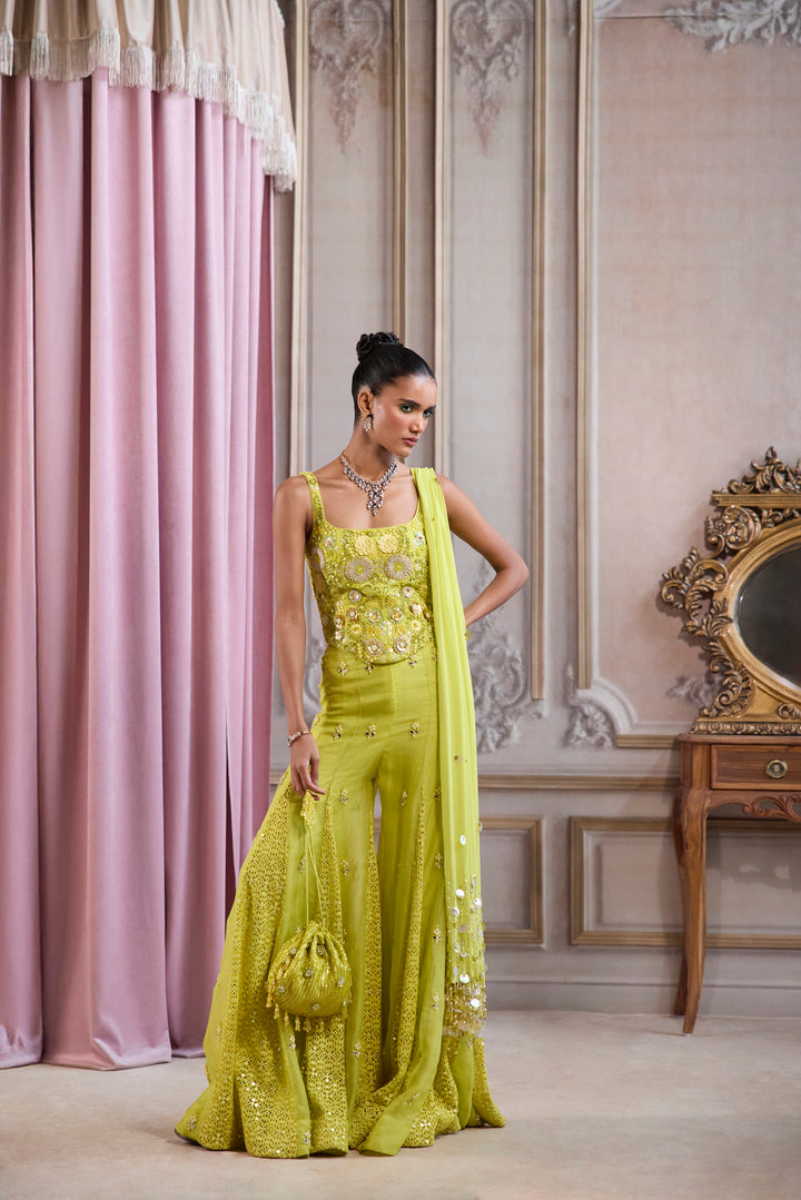 Neon Green Corset With Sharara