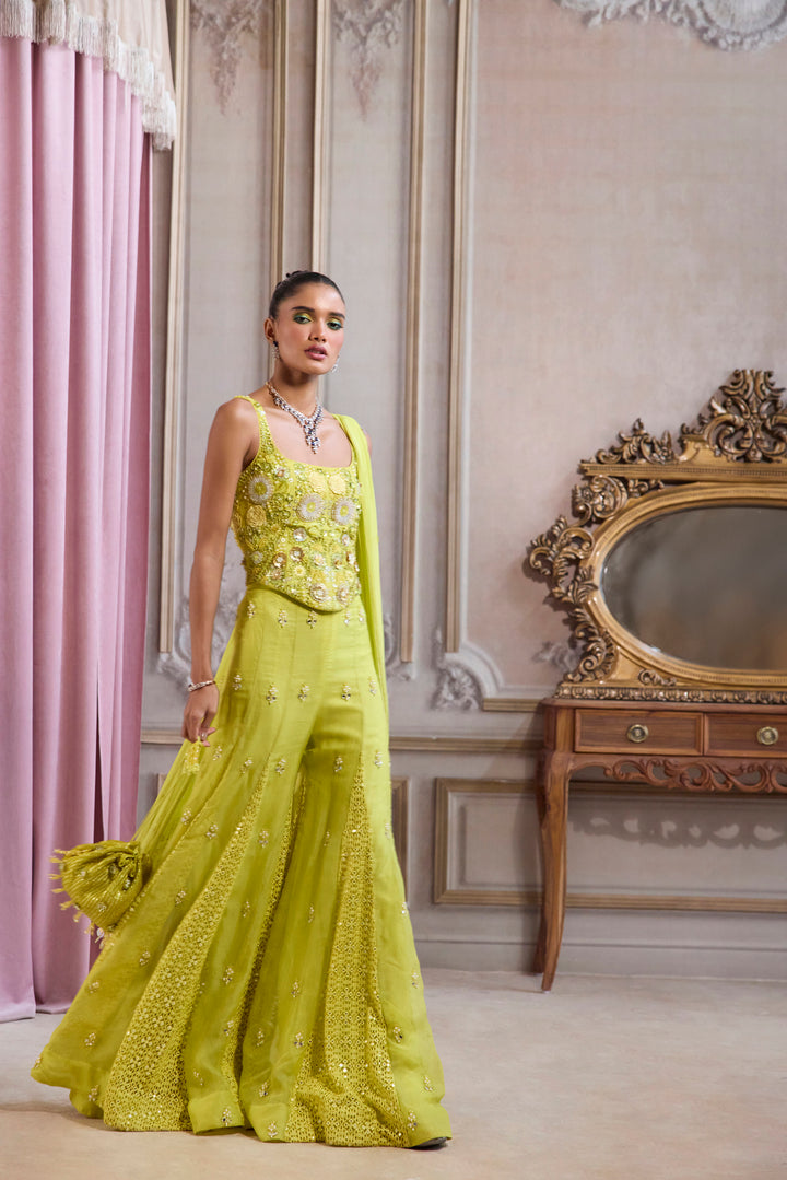 Neon Green Corset With Sharara