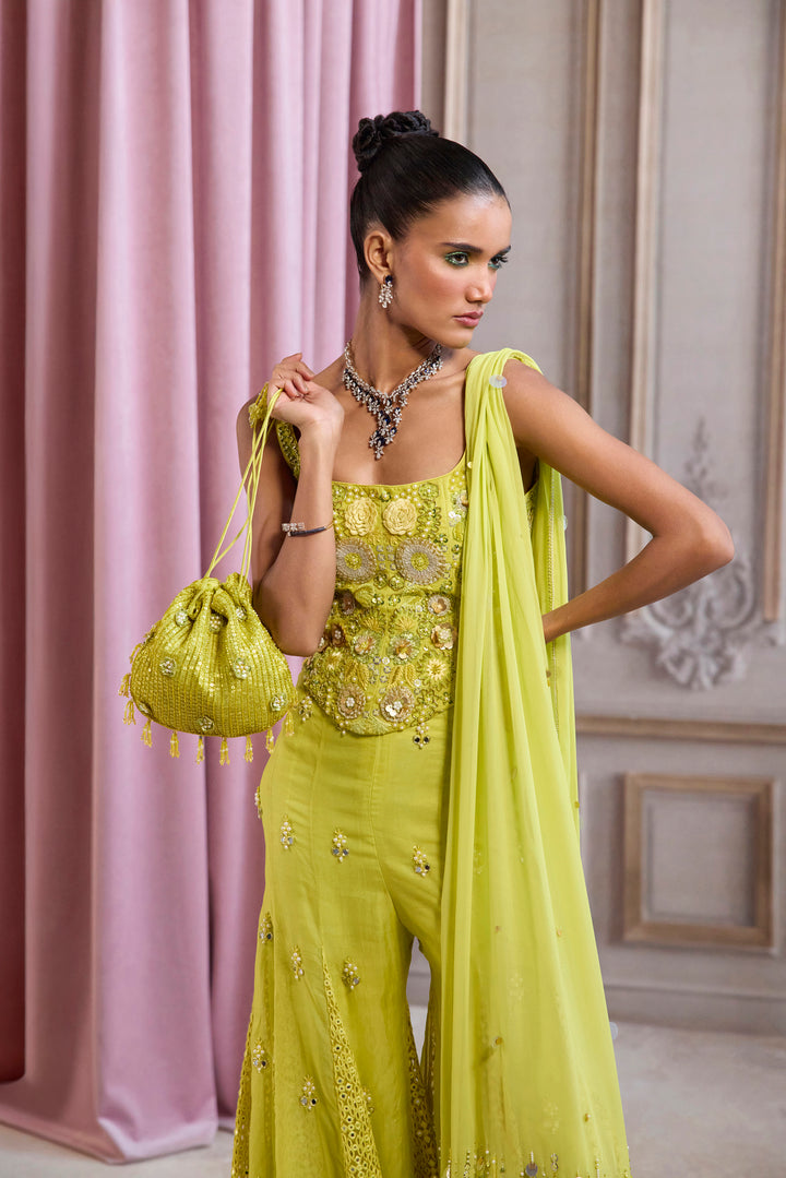 Neon Green Corset With Sharara