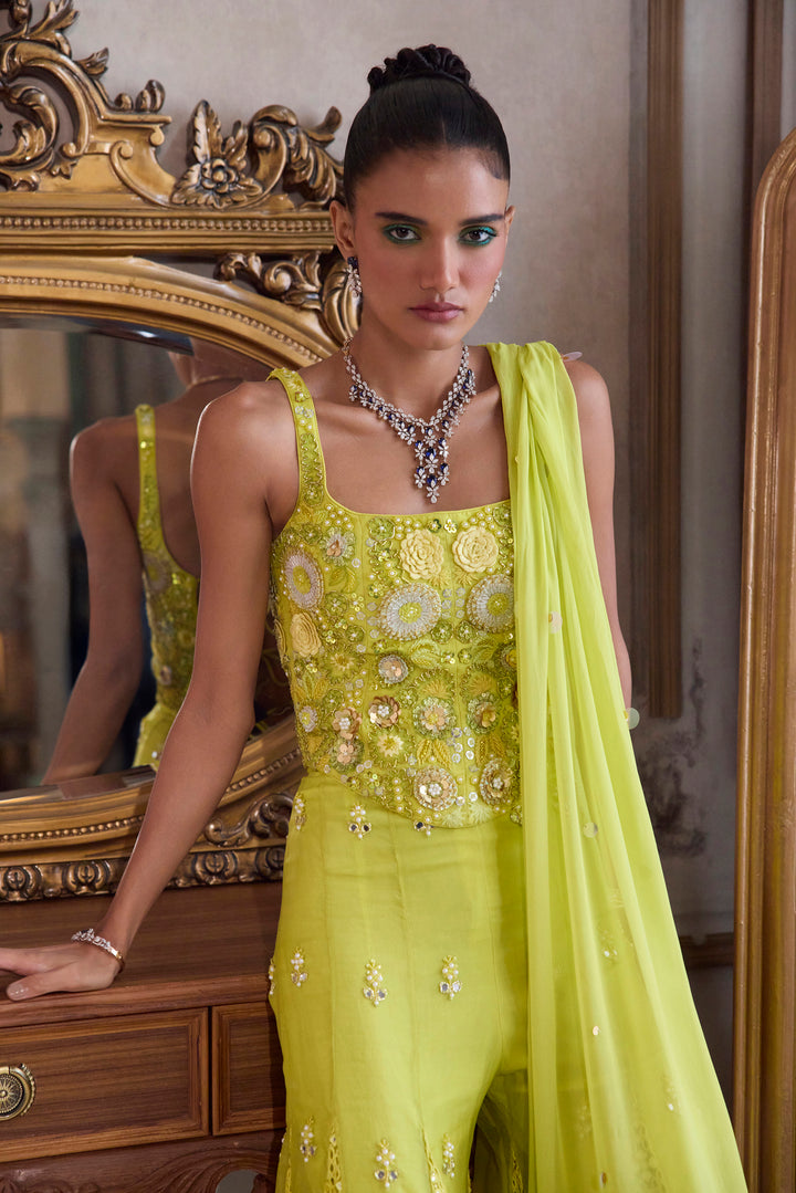 Neon Green Corset With Sharara