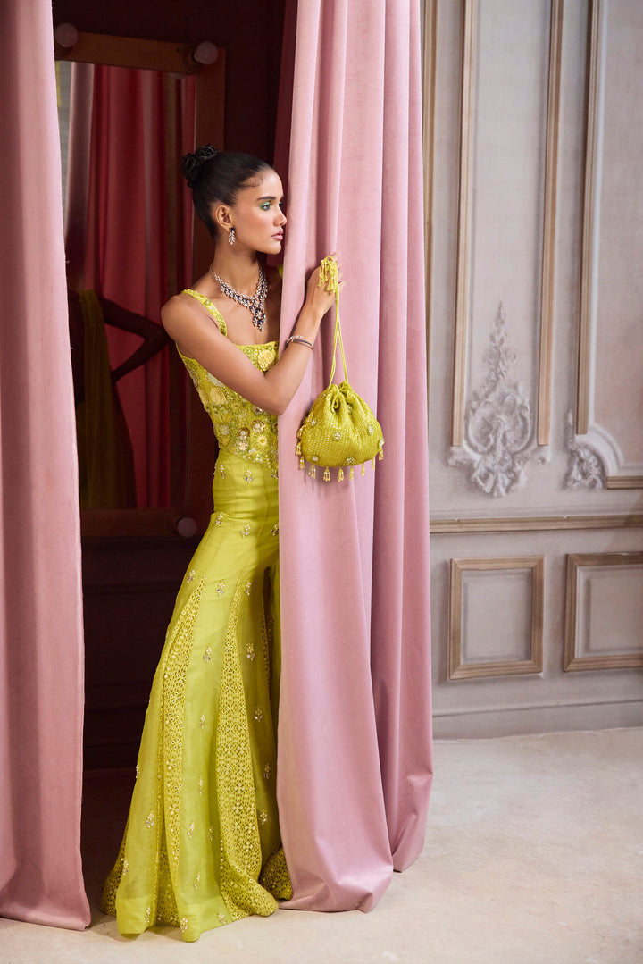 Neon Green Corset With Sharara