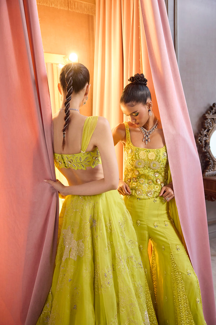 Neon Green Corset With Sharara