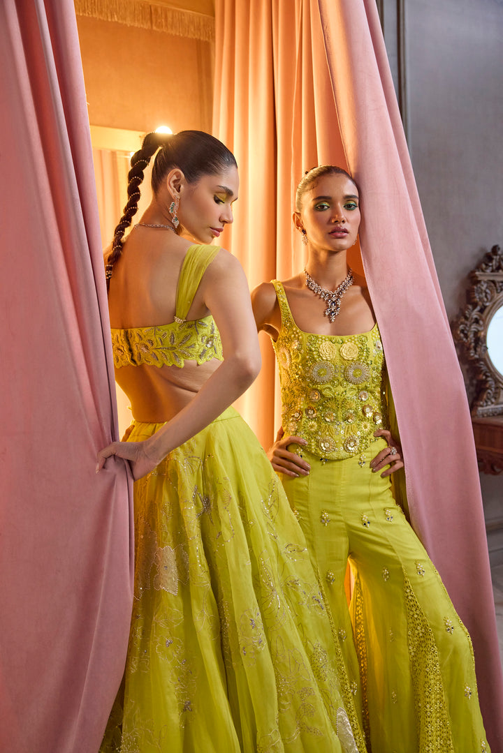 Neon Green Corset With Sharara