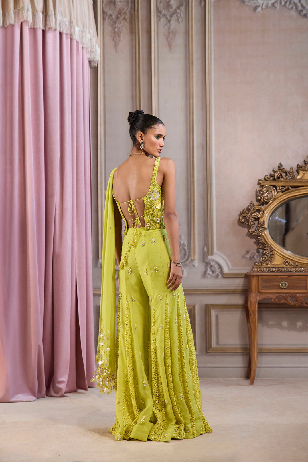 Neon Green Corset With Sharara