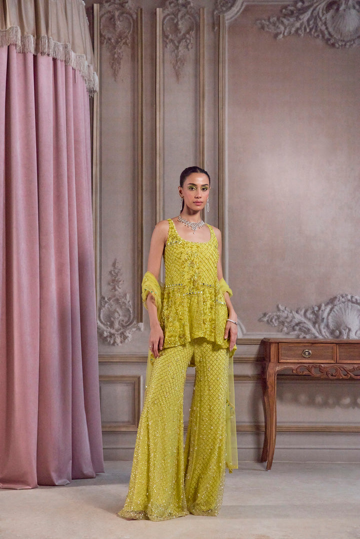 Neon Green Short Kurta And Pants