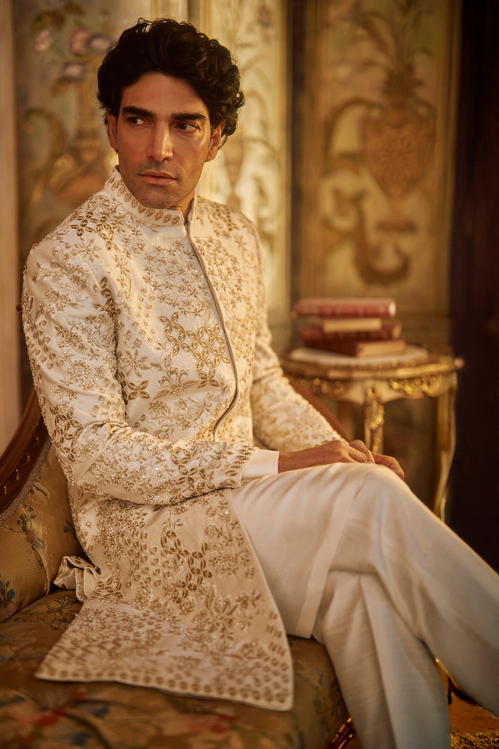 Ivory Gold Sherwani Set