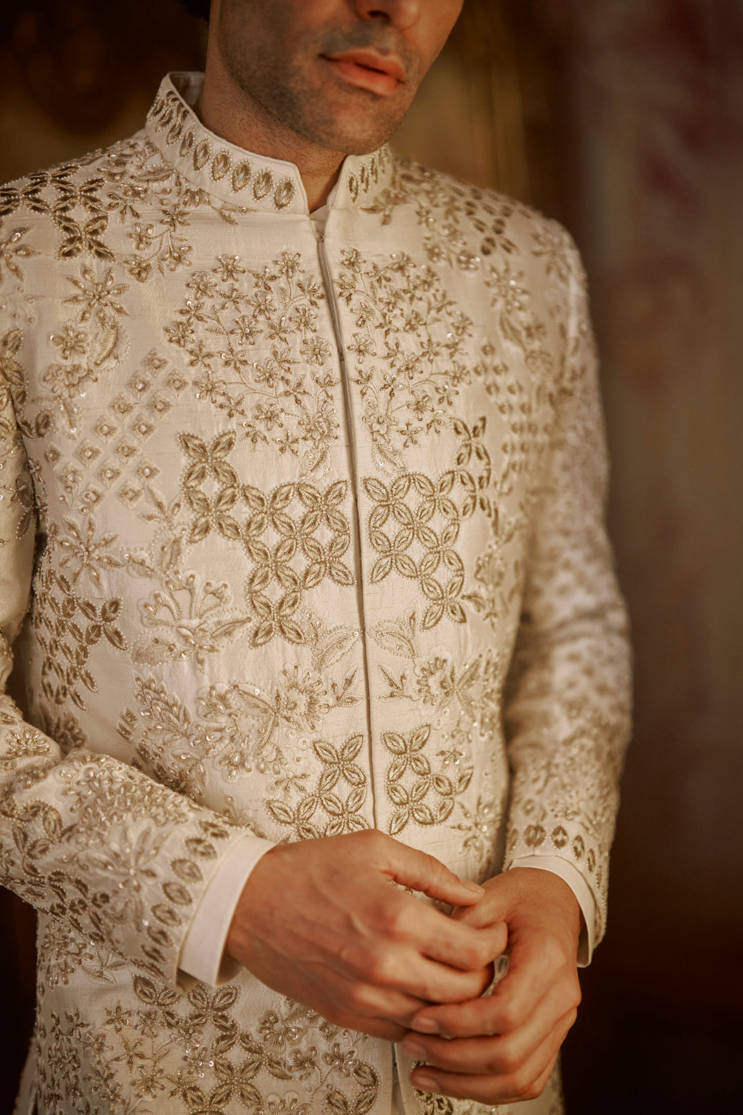 Ivory Gold Sherwani Set