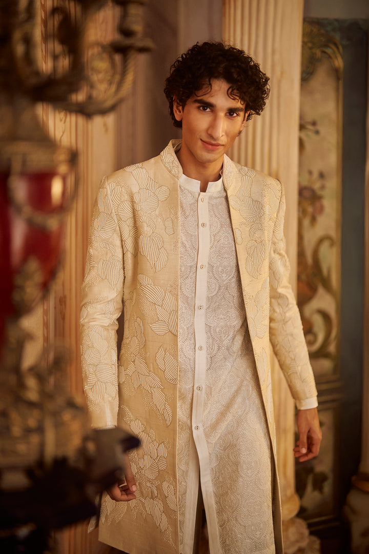 Nude Open Sherwani Set