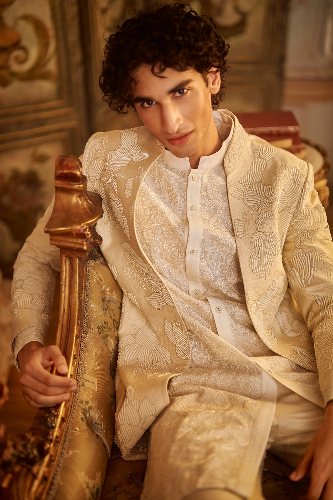 Nude Open Sherwani Set