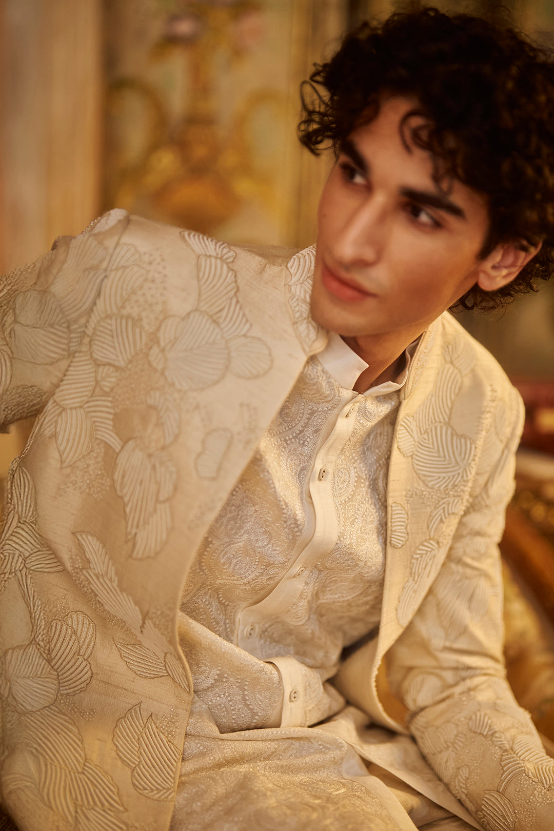 Nude Open Sherwani Set