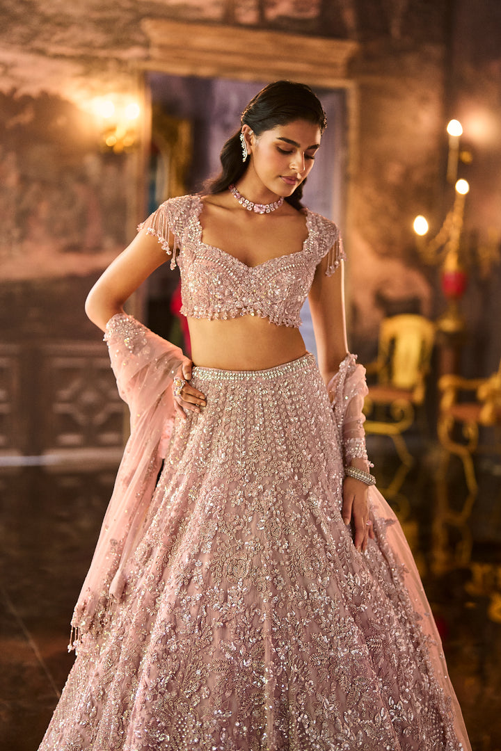 Dusty Peach Sequin Lehenga Set