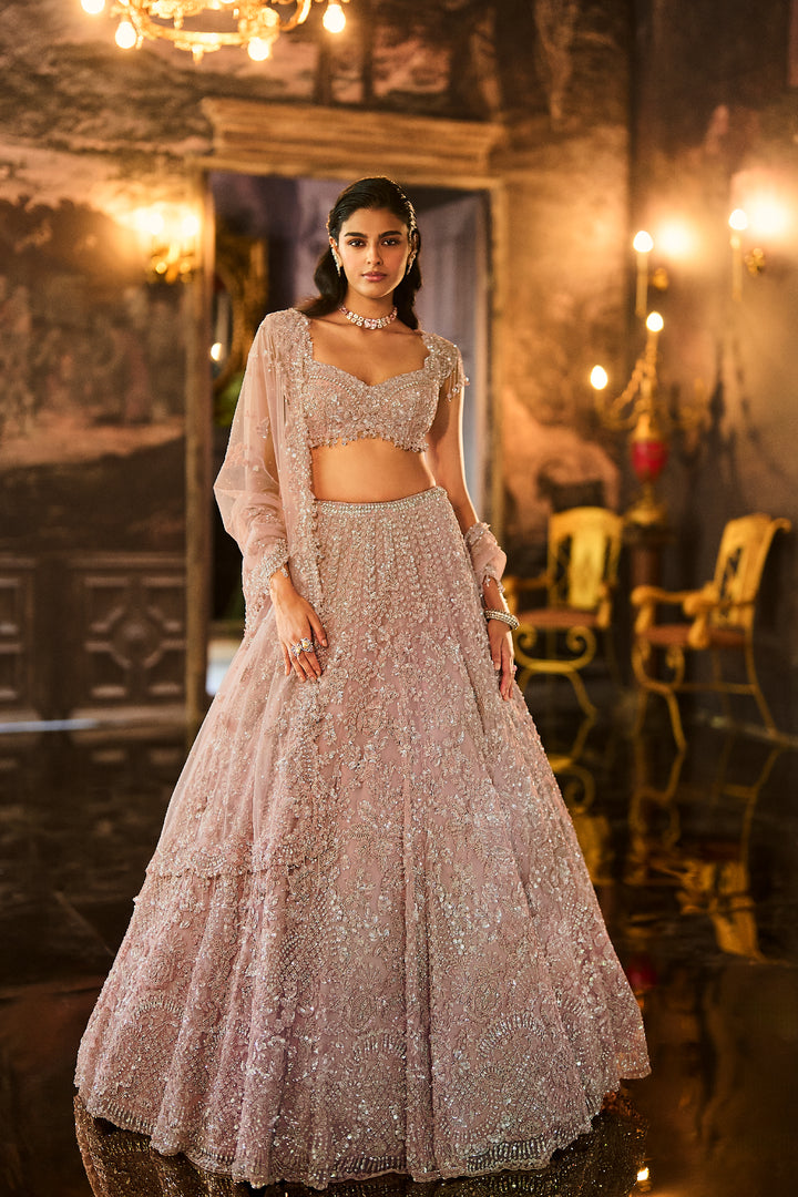 Dusty Peach Sequin Lehenga Set