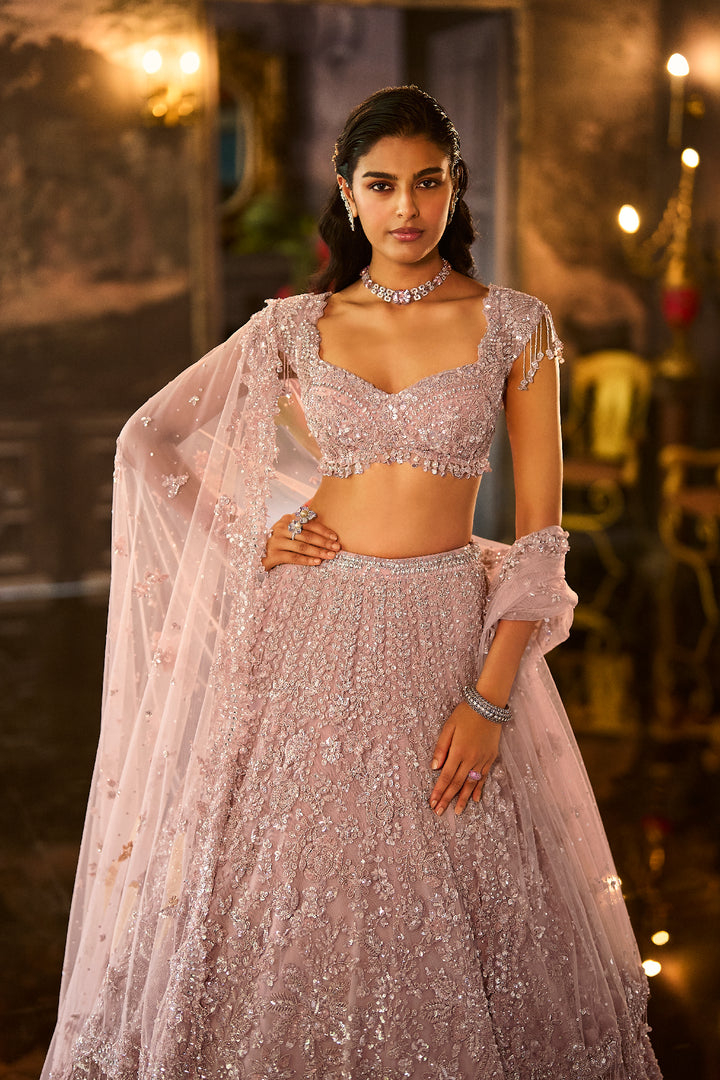 Dusty Peach Sequin Lehenga Set
