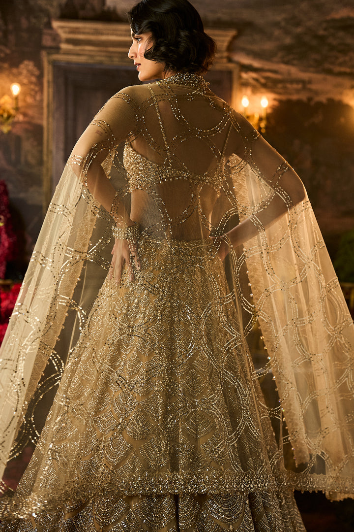 Gold Sequin & Crystal Lehenga Set